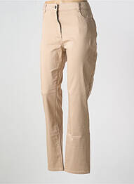 Pantalon drept închidere cu fermoar sub clapetă cu nasturi bej DIANE LAURY femme