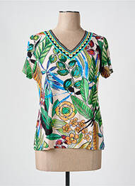 Tricou guler în v mâneci scurte verde TELMAIL femme