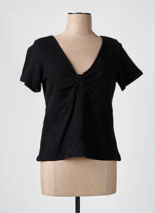 Tricou guler în v mâneci scurte negru JUBYLEE femeie