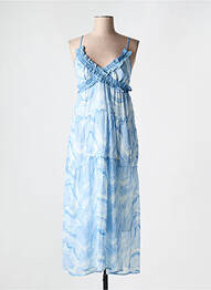 Rochie lungă mâneci cu bretele ajustabile bretele subțiri albastru CARLA GIANNINI femme