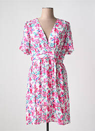 Rochie midi imprimeu floral mâneci scurte roz MAELLE femme