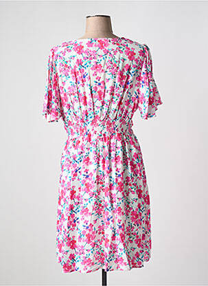 Rochie midi imprimeu floral mâneci scurte roz MAELLE femeie