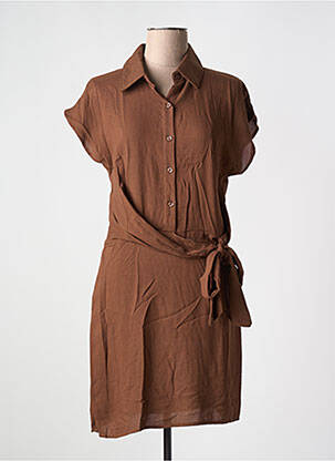 Rochie midi mâneci scurte mâneci scurte maro JUBYLEE femeie