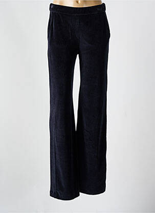 Pantalon drept talie elastică mărime normală albastru MAJESTIC FILATURES femeie