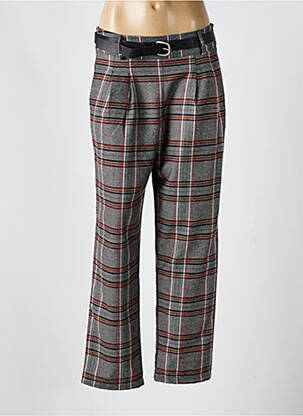 Pantalon drept talie cu cleme talie înaltă gri LA FEE MARABOUTEE femeie