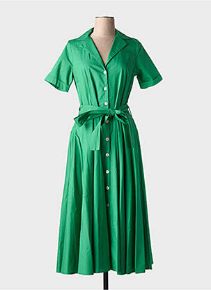 Rochie midi mâneci scurte mâneci scurte verde COTTONADE femeie