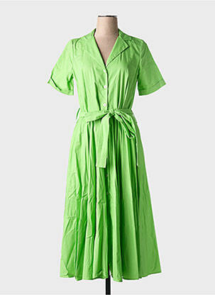 Rochie midi mâneci scurte mâneci scurte verde deschis COTTONADE femeie