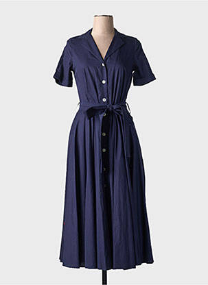 Rochie midi mâneci scurte mâneci scurte albastru închis COTTONADE femeie