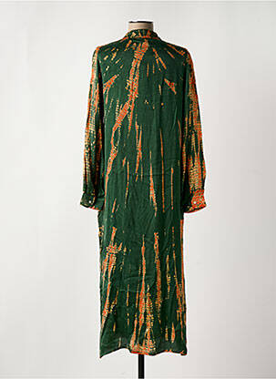 Rochie midi imprimeu fantezie mâneci lungi verde BELLA JONES femeie
