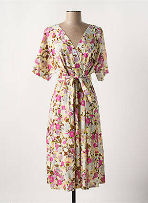Rochie midi imprimeu floral mâneci scurte bej MAX MARA femeie