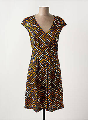 Rochie midi imprimeu fantezie mâneci scurte maro MAX MARA femeie