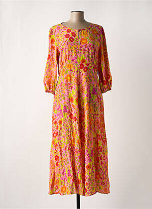 Rochie lungă imprimeu floral mâneci 3/4 portocalie MAX MARA femeie