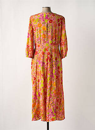 Rochie lungă imprimeu floral mâneci 3/4 portocalie MAX MARA femeie