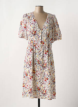 Rochie midi imprimeu floral mâneci scurte alb GERARD DAREL femeie