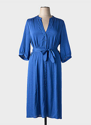 Rochie midi croială fluidă mâneci 3/4 albastru GERARD DAREL femeie