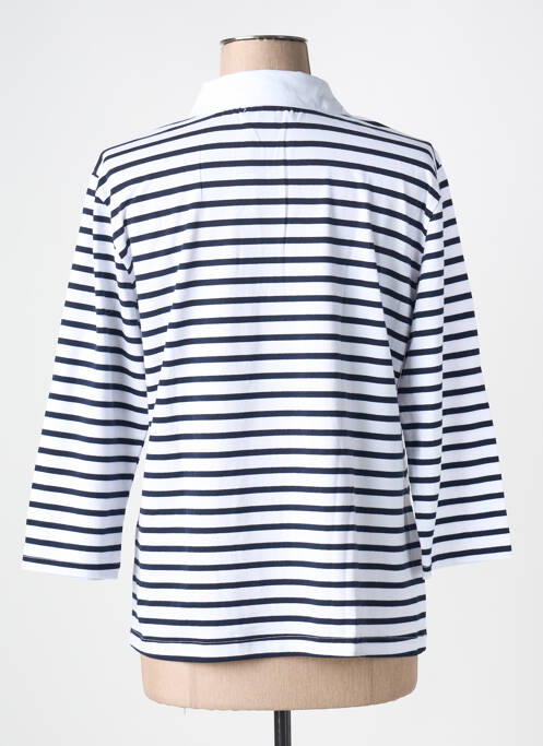 Polo imprimeu dungi mâneci 3/4 alb SOIE POUR SOI femme