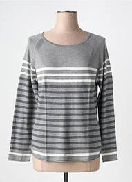 Pulover guler rotund mâneci lungi gri SOIE POUR SOI femme