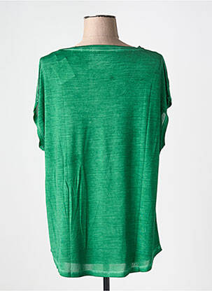 Tricou guler în v mâneci scurte verde MAJESTIC FILATURES femeie