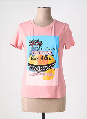Tricou serigrafie mâneci scurte roz WEEKEND MAXMARA femeie
