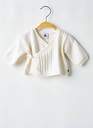 Vestă cu mâneci lungi croială dreaptă alb PETIT BATEAU copil