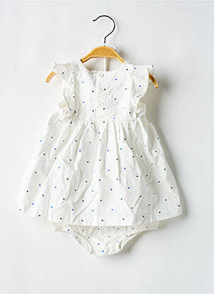 Rochie scurtă imprimeu cu buline mâneci scurte alb PETIT BATEAU fată