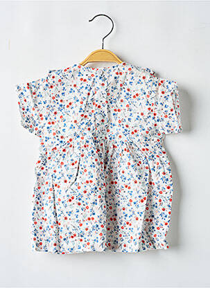 Rochie midi mâneci scurte mâneci scurte alb PETIT BATEAU fată