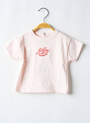 Tricou închidere cu nasturi la spate mâneci scurte roz PETIT BATEAU fată