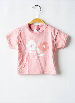 Tricou închidere cu nasturi la spate mâneci scurte roz PETIT BATEAU fată