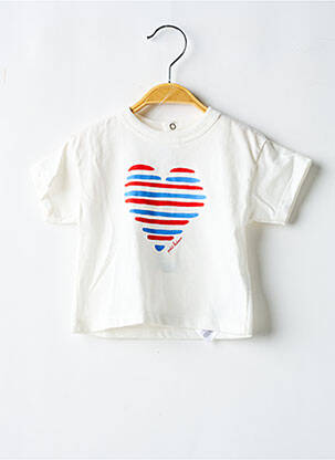 Tricou croială dreaptă mâneci scurte alb PETIT BATEAU fată