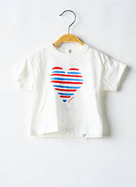 Tricou croială dreaptă mâneci scurte alb PETIT BATEAU fille