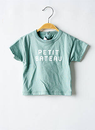 Tricou croială dreaptă mâneci scurte verde PETIT BATEAU copil