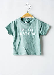 Tricou croială dreaptă mâneci scurte verde PETIT BATEAU copil