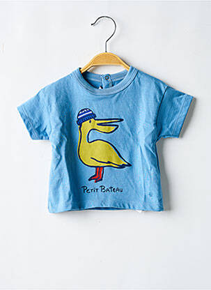 Tricou croială dreaptă mâneci scurte albastru PETIT BATEAU băiat