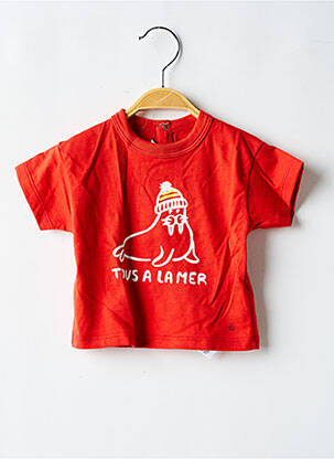 Tricou croială dreaptă mâneci scurte roșu PETIT BATEAU băiat
