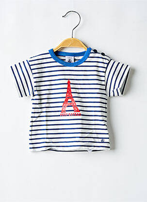 Tricou croială dreaptă mâneci scurte albastru PETIT BATEAU băiat