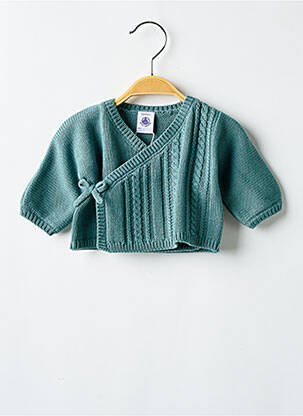 Vestă cu mâneci lungi guler în v verde PETIT BATEAU copil