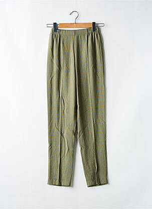 Pantalon drept țesătură crep talie înaltă verde GEVANA femeie