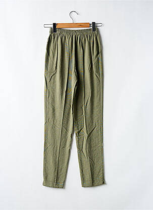 Pantalon drept țesătură crep talie înaltă verde GEVANA femeie