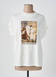 Tricou imprimeu fantezie mâneci scurte bej THINKING MU femme