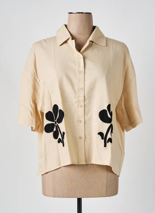 Cămașă mâneci scurte mâneci scurte bej THINKING MU femme