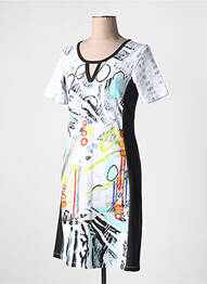 Rochie midi imprimeu fantezie mâneci scurte alb DOLCEZZA femme