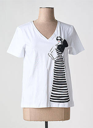 Tricou serigrafie flockată mâneci scurte alb LEO & UGO femeie