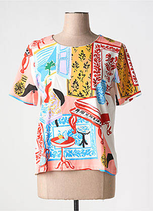 Tricou imprimeu fantezie mâneci scurte roșu LEO & UGO femeie