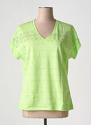 Tricou croială dreaptă mâneci scurte verde LEO & UGO femeie