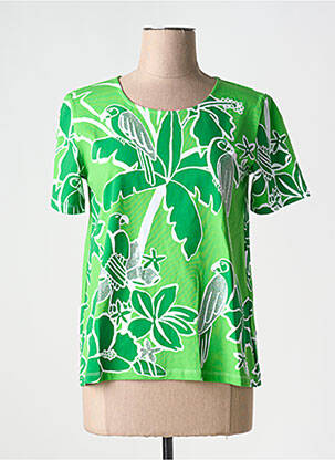 Tricou elasticitate mâneci scurte verde LEO & UGO femeie