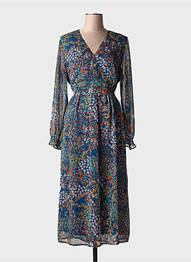 Rochie lungă mâneci lungi mâneci lungi albastru JULIE GUERLANDE femme