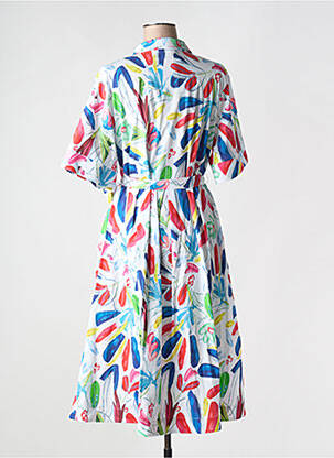 Rochie midi imprimeu fantezie mâneci scurte alb DOLCEZZA femeie