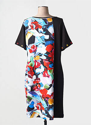 Rochie midi imprimeu fantezie mâneci scurte negru DOLCEZZA femeie