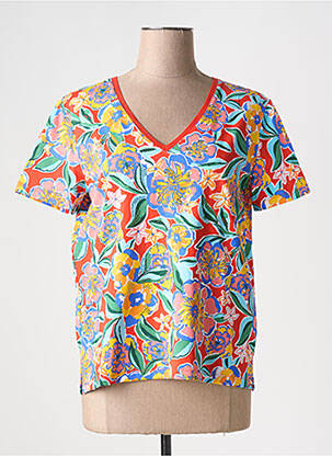 Tricou croială dreaptă mâneci scurte portocalie LEO & UGO femeie
