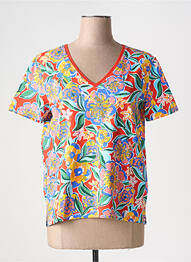 Tricou croială dreaptă mâneci scurte portocaliu LEO & UGO femme
